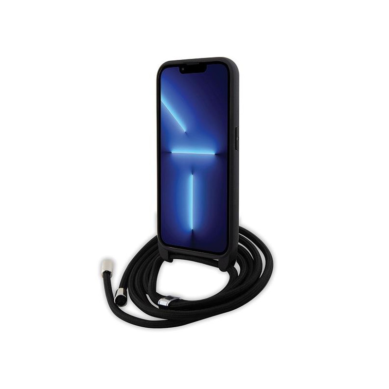 Karl Lagerfeld Crossbody Saffiano Metal Pin Karl&Choupette dėklas iPhone 15 Pro - juodas