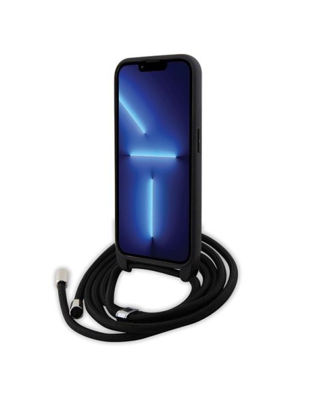 Karl Lagerfeld Crossbody Saffiano Metal Pin Karl&Choupette dėklas iPhone 15 Pro - juodas