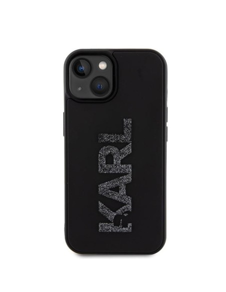 Karl Lagerfeld 3D Rubber Glitter Logo dėklas iPhone 15 Plus - juodas Karl Lagerfeld 3D Rubber Glitter Logo dėklas iPhone 15 Plus - juodas