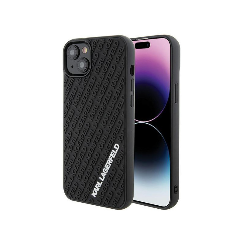 Karl Lagerfeld 3D Rubber Multi Logo dėklas iPhone 15 Plus - juodas Karl Lagerfeld 3D Rubber Multi Logo dėklas iPhone 15 Plus - juodas