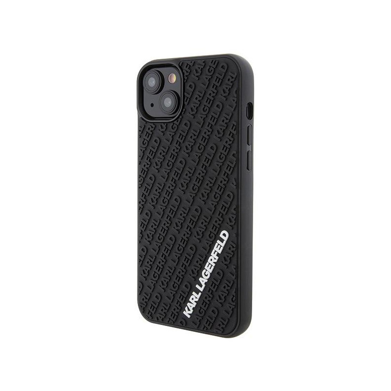 Karl Lagerfeld 3D Rubber Multi Logo dėklas iPhone 15 Plus - juodas