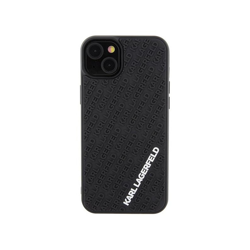 Karl Lagerfeld 3D Rubber Multi Logo dėklas iPhone 15 Plus - juodas