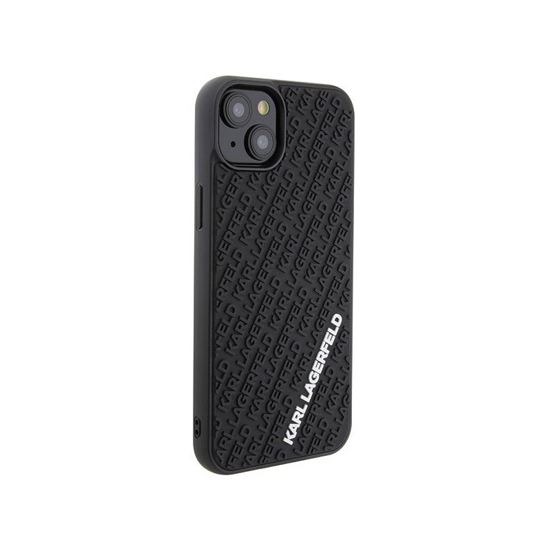 Karl Lagerfeld 3D Rubber Multi Logo dėklas iPhone 15 Plus - juodas