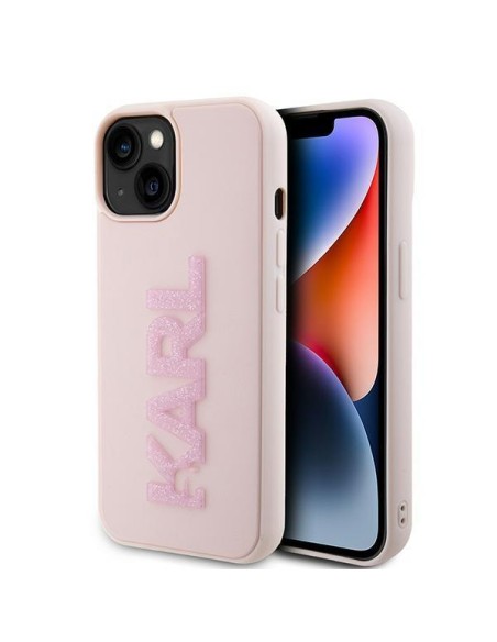 Karl Lagerfeld 3D Rubber Glitter Logo dėklas iPhone 15 - rožinis Karl Lagerfeld 3D Rubber Glitter Logo dėklas iPhone 15 - rožinis