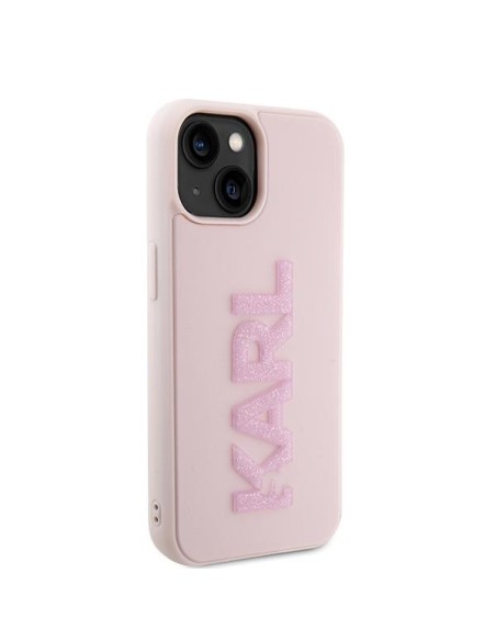 Karl Lagerfeld 3D Rubber Glitter Logo dėklas iPhone 15 - rožinis Karl Lagerfeld 3D Rubber Glitter Logo dėklas iPhone 15 - rožinis