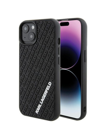 Karl Lagerfeld 3D Rubber Multi Logo dėklas iPhone 15 - juodas Karl Lagerfeld 3D Rubber Multi Logo dėklas iPhone 15 - juodas