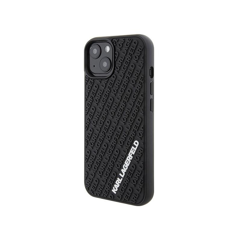 Karl Lagerfeld 3D Rubber Multi Logo dėklas iPhone 15 - juodas