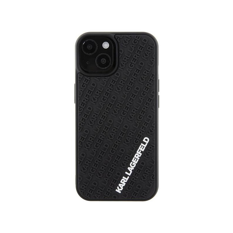 Karl Lagerfeld 3D Rubber Multi Logo dėklas iPhone 15 - juodas