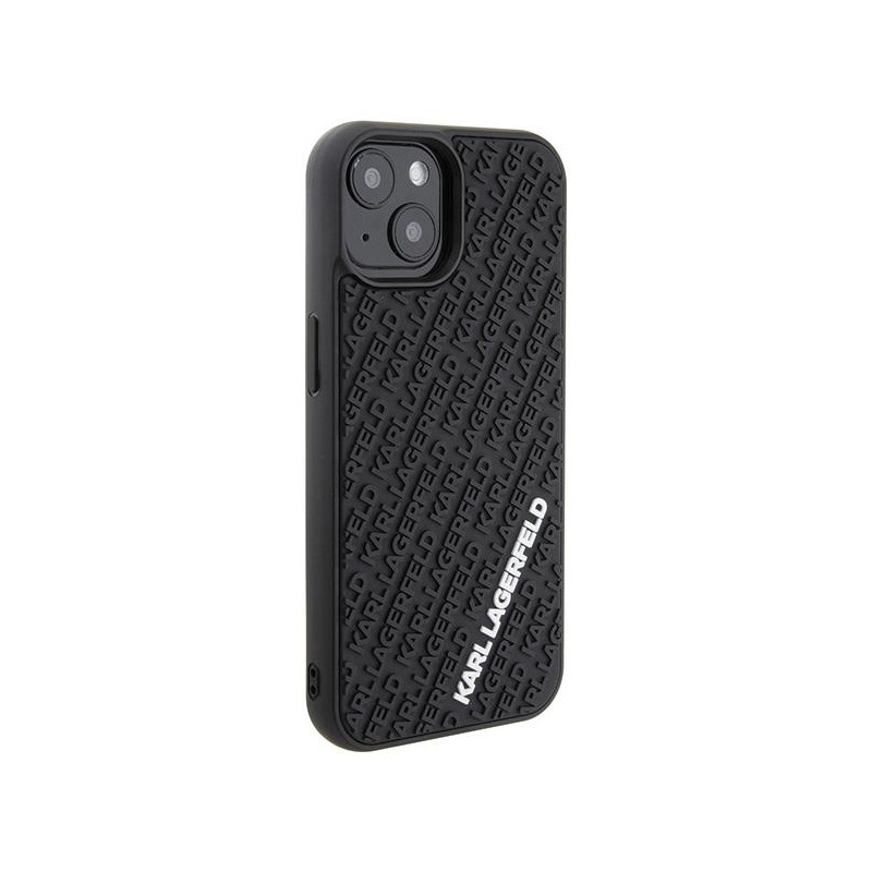 Karl Lagerfeld 3D Rubber Multi Logo dėklas iPhone 15 - juodas