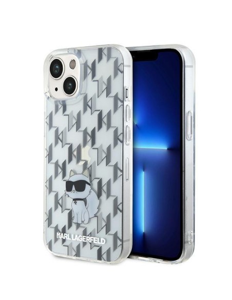 Karl Lagerfeld Monogram Choupette dėklas iPhone 15 - skaidrus Karl Lagerfeld Monogram Choupette dėklas iPhone 15 - skaidrus