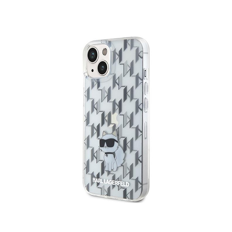 Karl Lagerfeld Monogram Choupette dėklas iPhone 15 - skaidrus