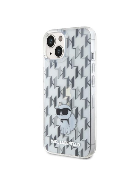 Karl Lagerfeld Monogram Choupette dėklas iPhone 15 - skaidrus Karl Lagerfeld Monogram Choupette dėklas iPhone 15 - skaidrus
