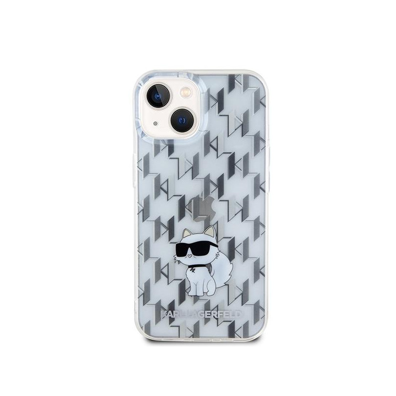 Karl Lagerfeld Monogram Choupette dėklas iPhone 15 - skaidrus