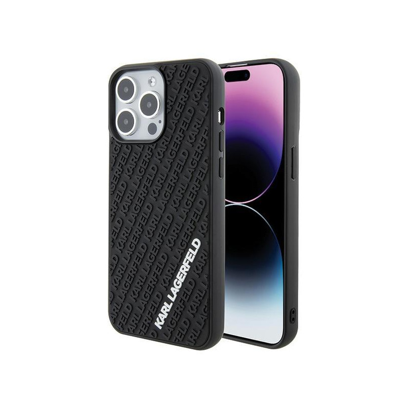 Karl Lagerfeld 3D Rubber Multi Logo dėklas iPhone 15 Pro Max - juodas Karl Lagerfeld 3D Rubber Multi Logo dėklas iPhone 15 Pro Max - juodas