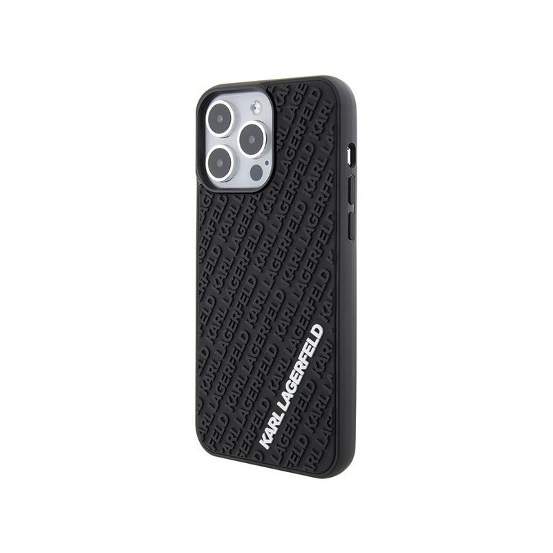 Karl Lagerfeld 3D Rubber Multi Logo dėklas iPhone 15 Pro Max - juodas