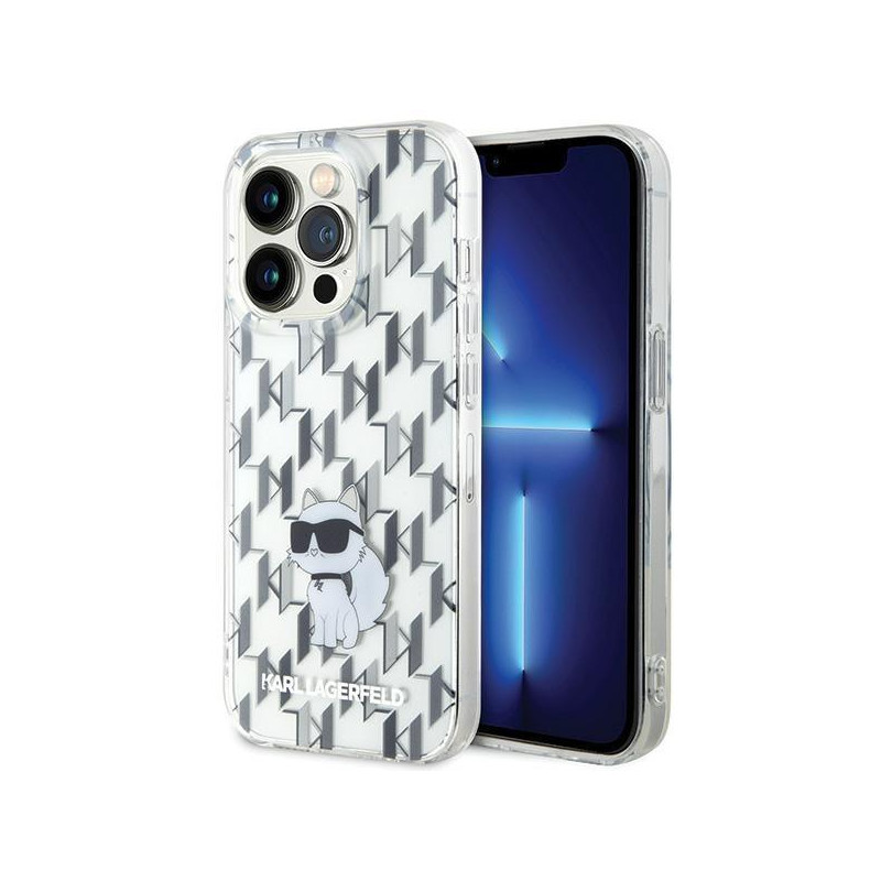 Karl Lagerfeld Monogram Choupette dėklas iPhone 15 Pro Max - skaidrus Karl Lagerfeld Monogram Choupette dėklas iPhone 15 Pro Max - skaidrus