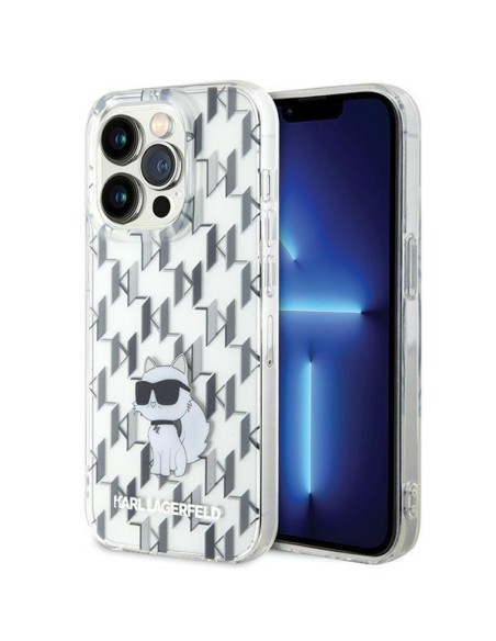 Karl Lagerfeld Monogram Choupette dėklas iPhone 15 Pro Max - skaidrus Karl Lagerfeld Monogram Choupette dėklas iPhone 15 Pro Max - skaidrus