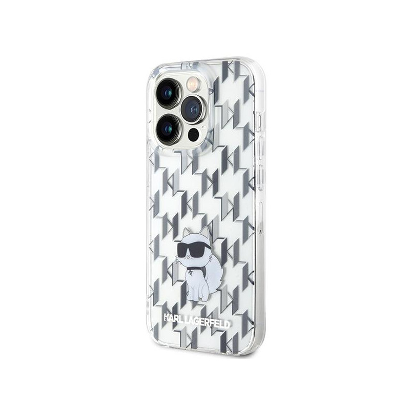 Karl Lagerfeld Monogram Choupette dėklas iPhone 15 Pro Max - skaidrus