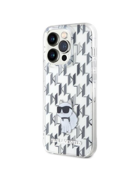 Karl Lagerfeld Monogram Choupette dėklas iPhone 15 Pro Max - skaidrus Karl Lagerfeld Monogram Choupette dėklas iPhone 15 Pro Max - skaidrus