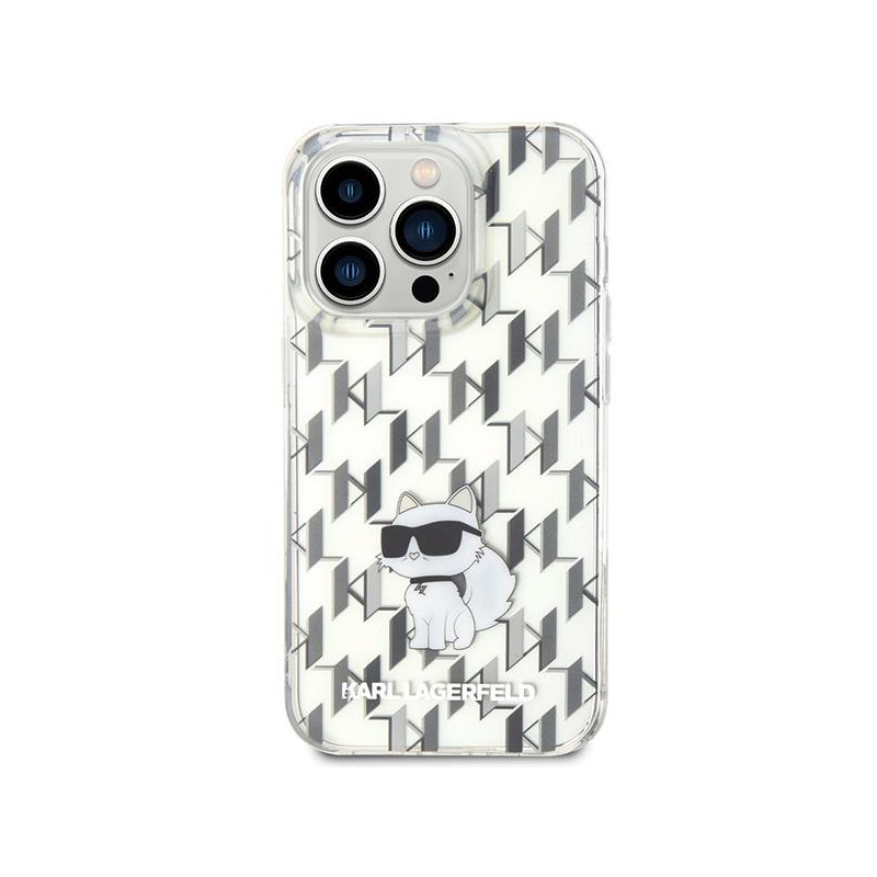 Karl Lagerfeld Monogram Choupette dėklas iPhone 15 Pro Max - skaidrus