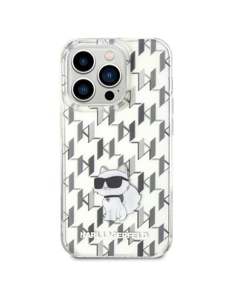 Karl Lagerfeld Monogram Choupette dėklas iPhone 15 Pro Max - skaidrus Karl Lagerfeld Monogram Choupette dėklas iPhone 15 Pro Max - skaidrus