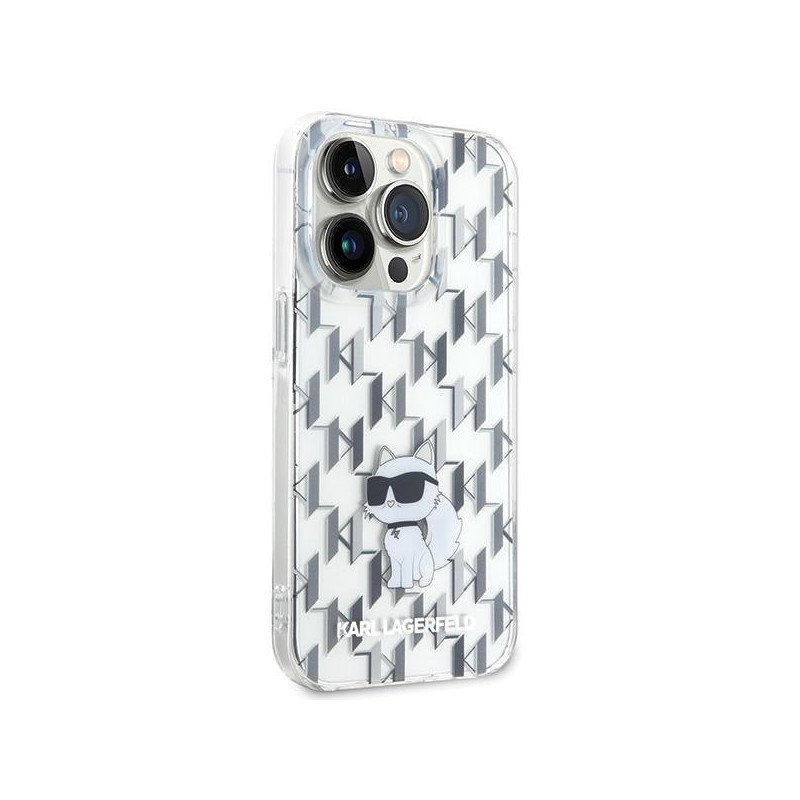 Karl Lagerfeld Monogram Choupette dėklas iPhone 15 Pro Max - skaidrus