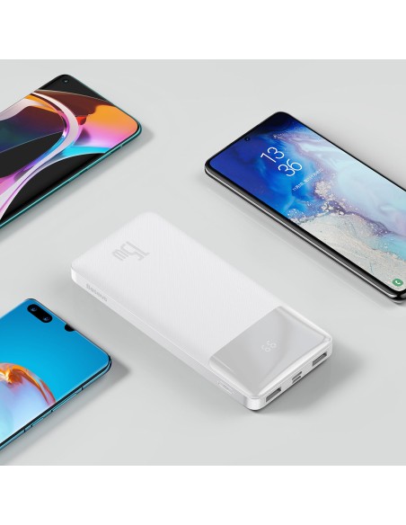 Bipow maitinimo blokas su ekranu 10000mAh USB-A microUSB kabelis 0,25m baltas