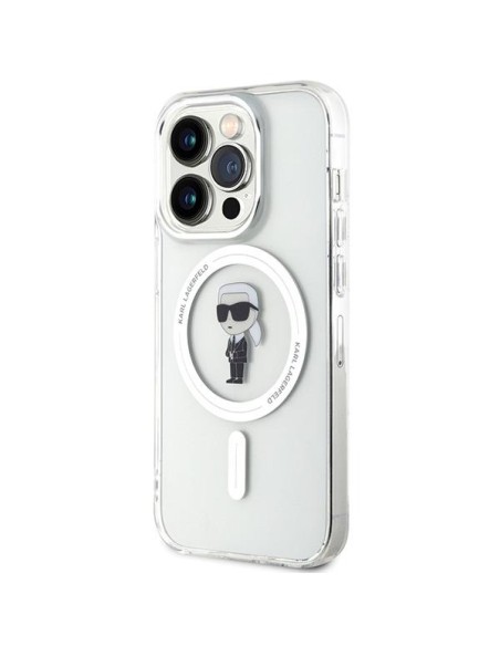 Karl Lagerfeld IML Ikonik MagSafe dėklas iPhone 15 Pro - skaidrus Karl Lagerfeld IML Ikonik MagSafe dėklas iPhone 15 Pro - skaidrus