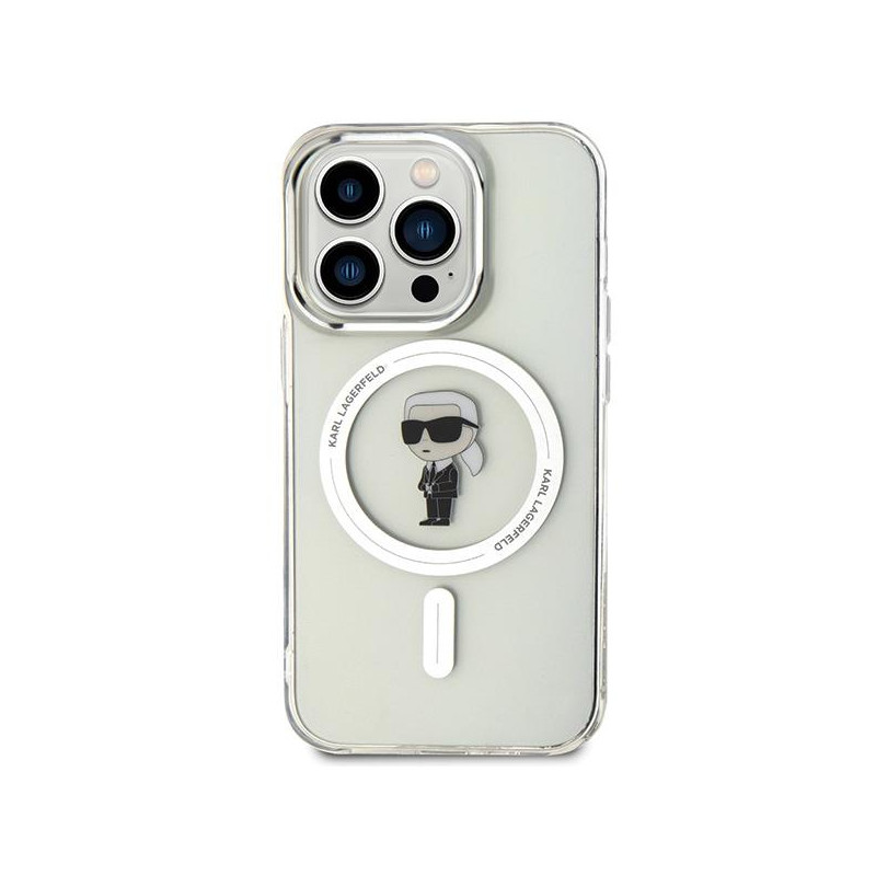 Karl Lagerfeld IML Ikonik MagSafe dėklas iPhone 15 Pro - skaidrus