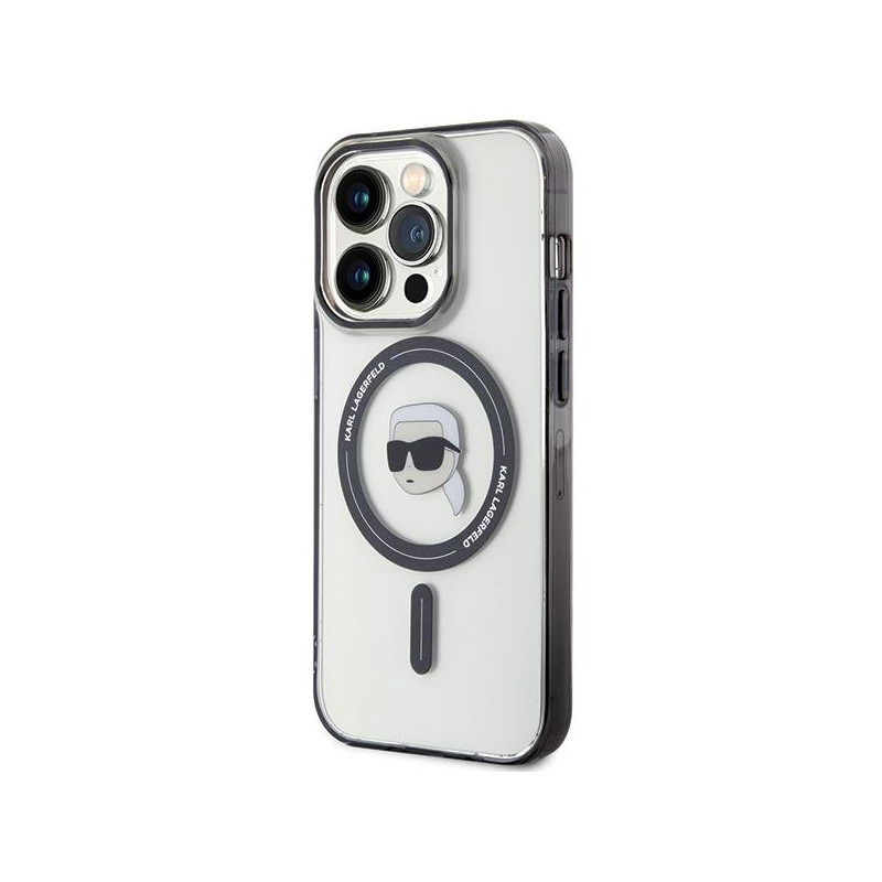 Karl Lagerfeld IML Karl& 39 s Head MagSafe dėklas iPhone 15 Pro - skaidrus