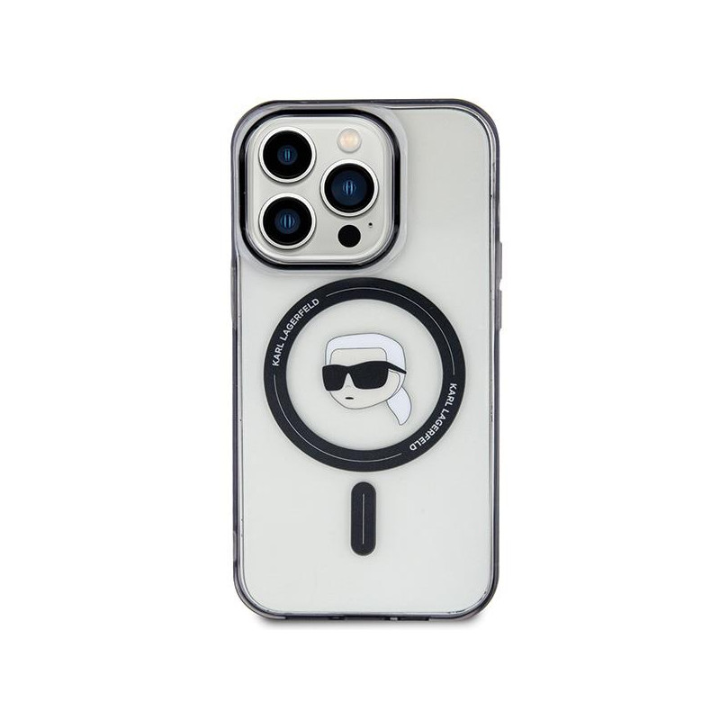 Karl Lagerfeld IML Karl& 39 s Head MagSafe dėklas iPhone 15 Pro - skaidrus