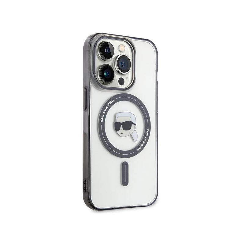 Karl Lagerfeld IML Karl& 39 s Head MagSafe dėklas iPhone 15 Pro - skaidrus