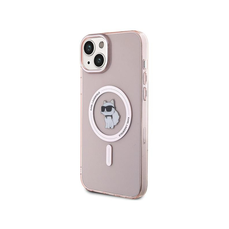 Karl Lagerfeld IML Choupette MagSafe dėklas iPhone 15 Plus - rožinis