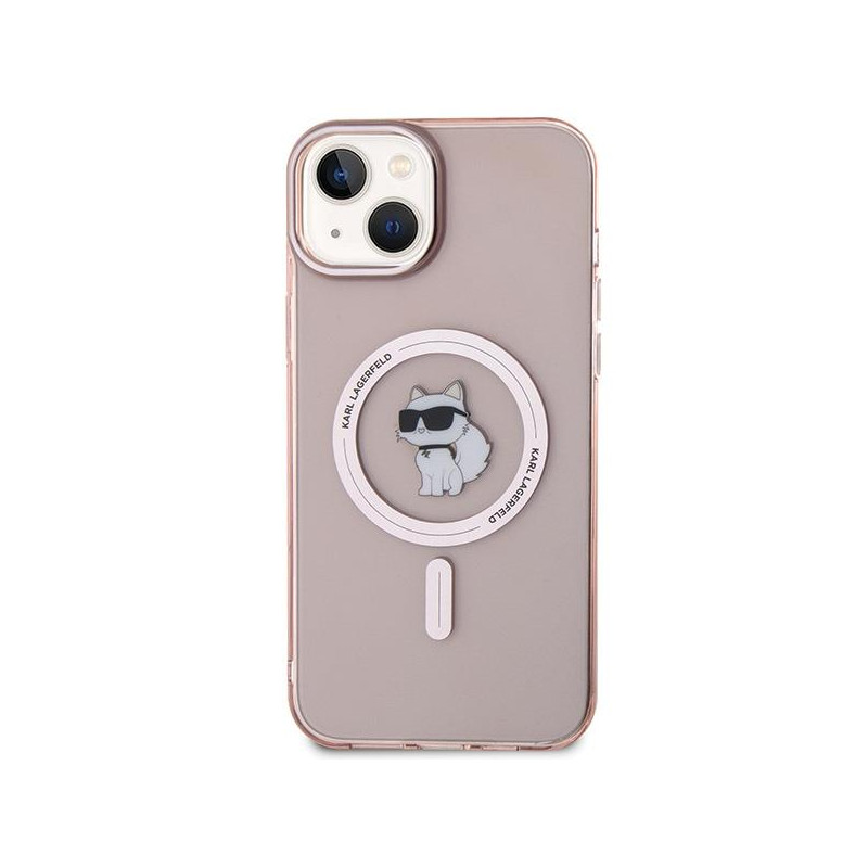 Karl Lagerfeld IML Choupette MagSafe dėklas iPhone 15 Plus - rožinis