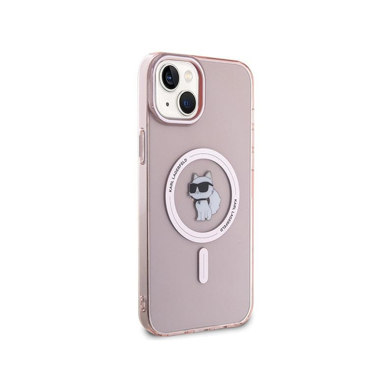 Karl Lagerfeld IML Choupette MagSafe dėklas iPhone 15 Plus - rožinis
