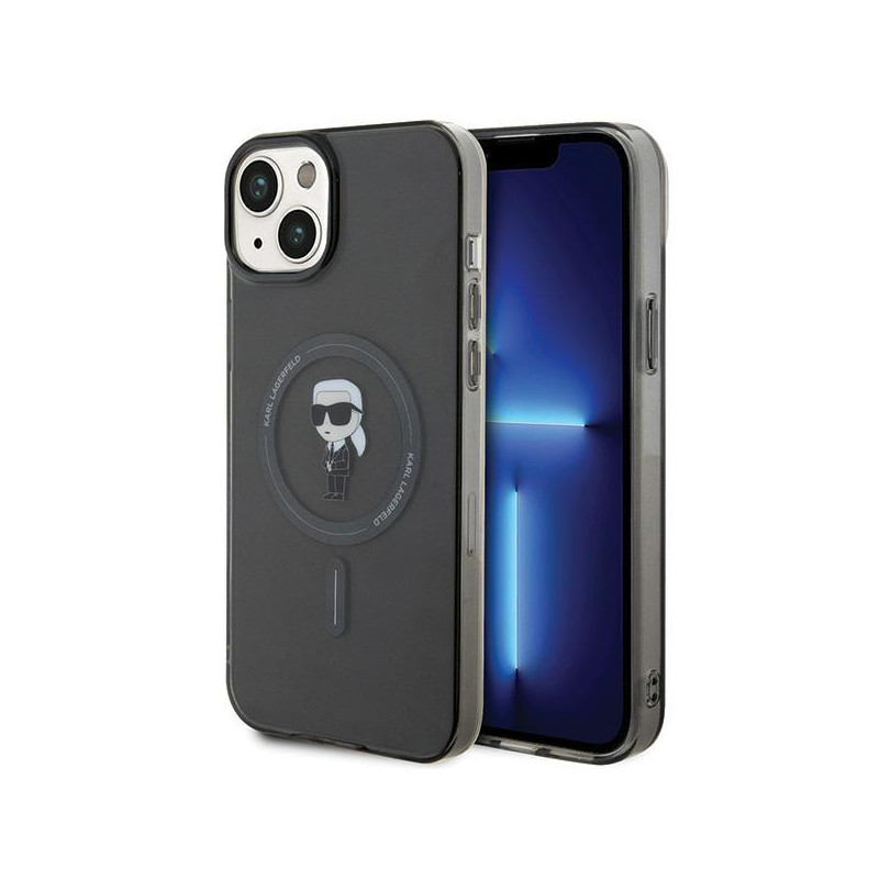 Karl Lagerfeld IML Ikonik MagSafe dėklas iPhone 15 Plus - juodas