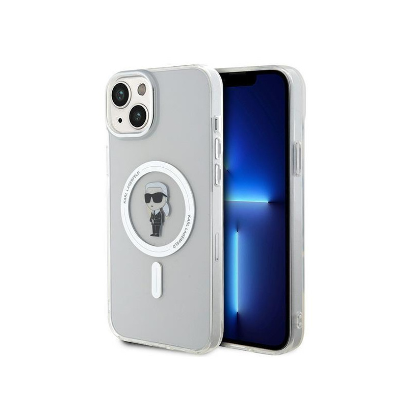 Karl Lagerfeld IML Ikonik MagSafe dėklas iPhone 15 Plus - skaidrus Karl Lagerfeld IML Ikonik MagSafe dėklas iPhone 15 Plus - skaidrus