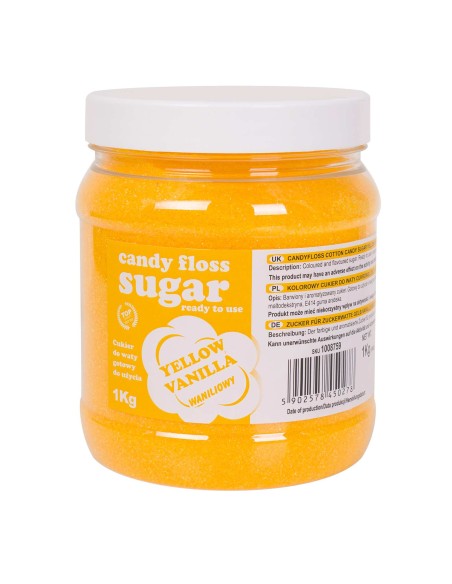Spalvotas cukrus cukraus vatai geltono vanilės skonio 1kg Spalvotas cukrus cukraus vatai geltono vanilės skonio 1kg