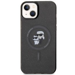 Karl Lagerfeld Karl&Choupette Glitter MagSafe dėklas iPhone 15 Plus - juodas
