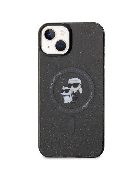 Karl Lagerfeld Karl&Choupette Glitter MagSafe dėklas iPhone 15 Plus - juodas Karl Lagerfeld Karl&Choupette Glitter MagSafe dėklas iPhone 15 Plus - juodas