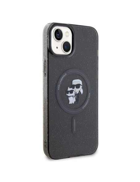 Karl Lagerfeld Karl&Choupette Glitter MagSafe dėklas iPhone 15 Plus - juodas Karl Lagerfeld Karl&Choupette Glitter MagSafe dėklas iPhone 15 Plus - juodas