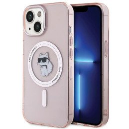 Karl Lagerfeld IML Choupette MagSafe dėklas iPhone 15 - rožinis