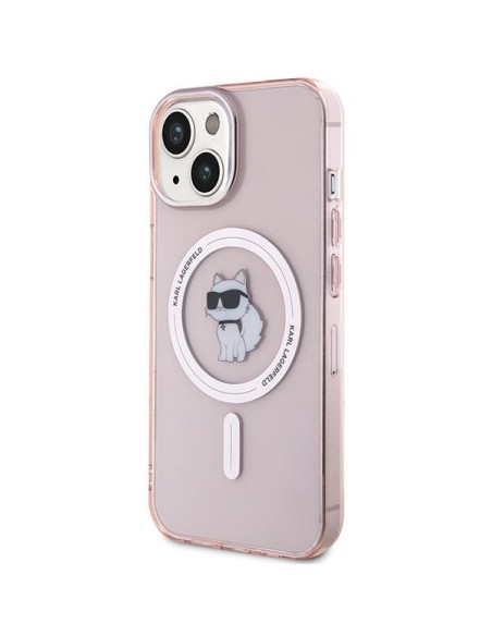 Karl Lagerfeld IML Choupette MagSafe dėklas iPhone 15 - rožinis