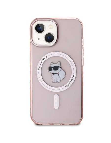 Karl Lagerfeld IML Choupette MagSafe dėklas iPhone 15 - rožinis