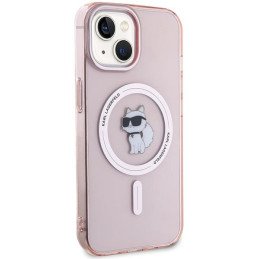 Karl Lagerfeld IML Choupette MagSafe dėklas iPhone 15 - rožinis