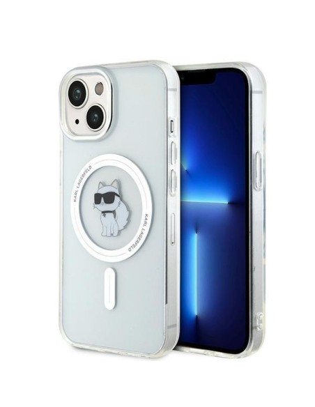 Karl Lagerfeld IML Choupette MagSafe dėklas iPhone 15 - skaidrus Karl Lagerfeld IML Choupette MagSafe dėklas iPhone 15 - skaidrus