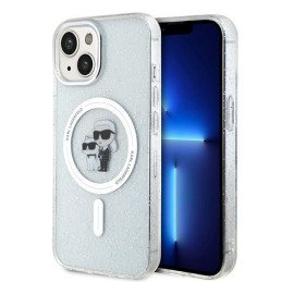 Karl Lagerfeld Karl&Choupette Glitter MagSafe dėklas iPhone 15 - skaidrus