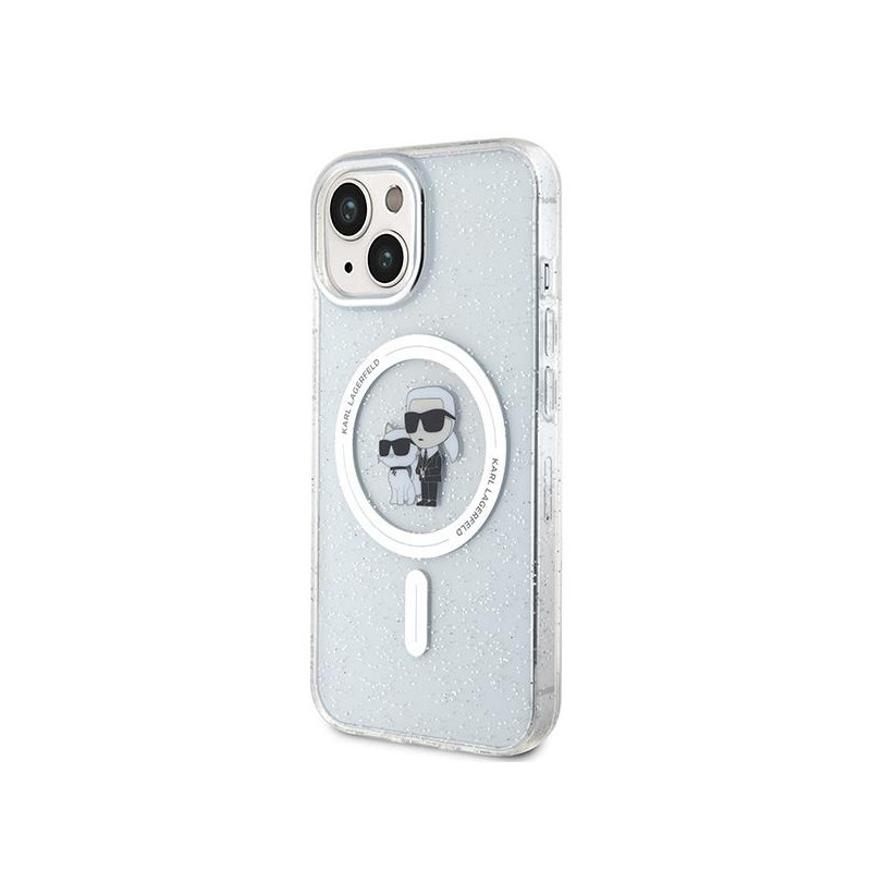 Karl Lagerfeld Karl&Choupette Glitter MagSafe dėklas iPhone 15 - skaidrus