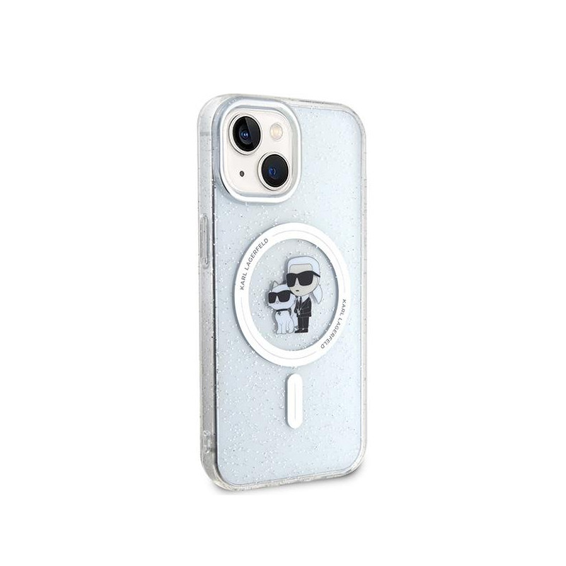 Karl Lagerfeld Karl&Choupette Glitter MagSafe dėklas iPhone 15 - skaidrus