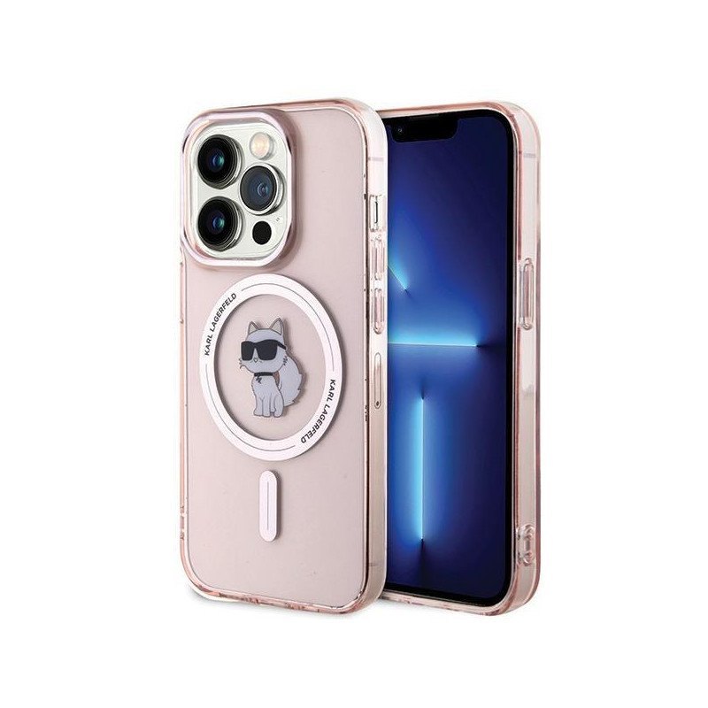 Karl Lagerfeld IML Choupette MagSafe dėklas iPhone 15 Pro Max - rožinis Karl Lagerfeld IML Choupette MagSafe dėklas iPhone 15 Pro Max - rožinis